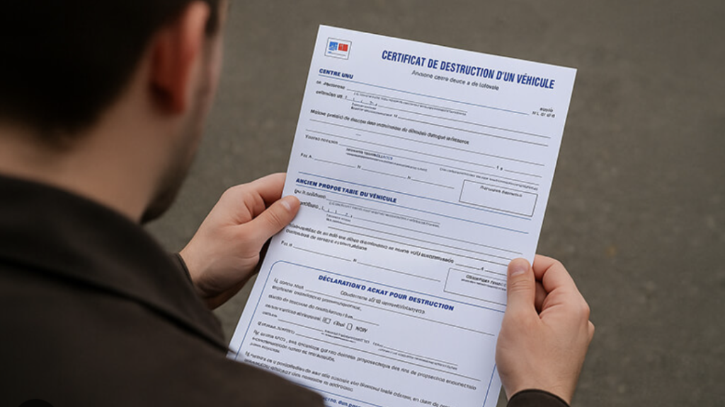 certificat de destruction VHU épave